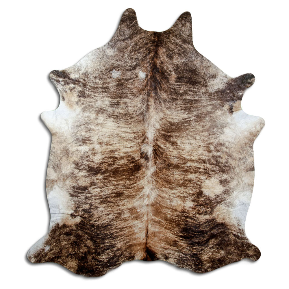 Exotisch gestromtes Kuhfell, ca. 250 × 220 cm, von oben fotografiert: genau das Fell, das Sie erhalten