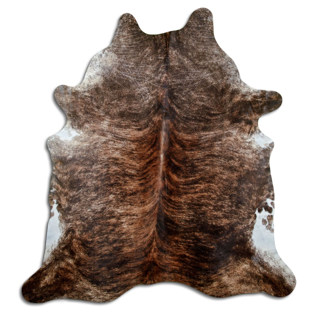 Exotisch gestromtes Kuhfell, ca. 220 × 200 cm, von oben fotografiert: genau das Fell, das Sie erhalten