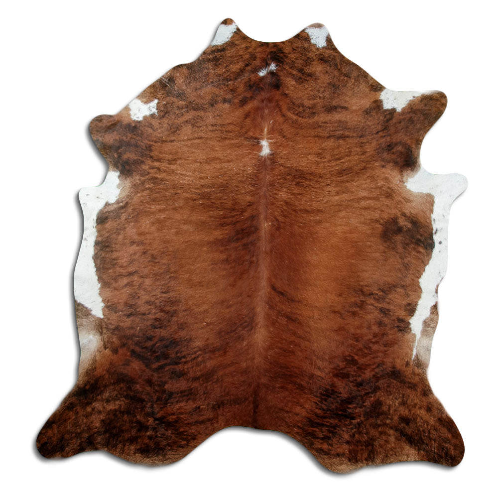 Exotisch gestromtes Kuhfell, ca. 220 × 210 cm, von oben fotografiert: genau das Fell, das Sie erhalten