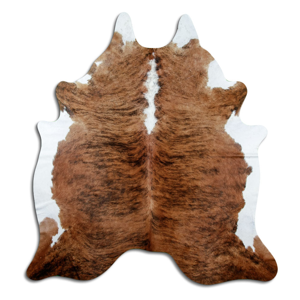 Exotisch gestromtes Kuhfell, ca. 210 × 190 cm, von oben fotografiert: genau das Fell, das Sie erhalten