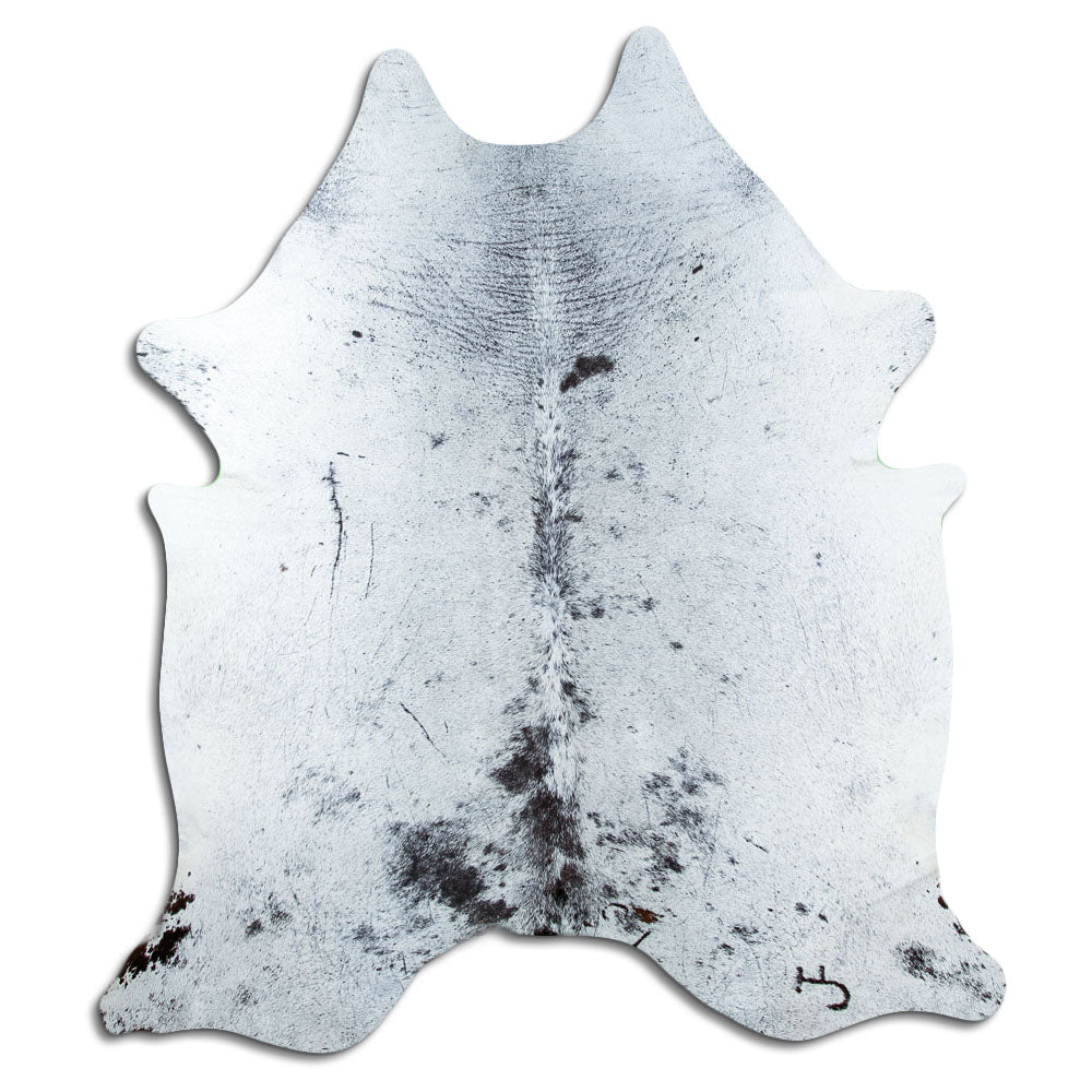 Salt & Pepper Kuhfell, ca. 230 × 200 cm, von oben fotografiert: genau das Fell, das Sie erhalten