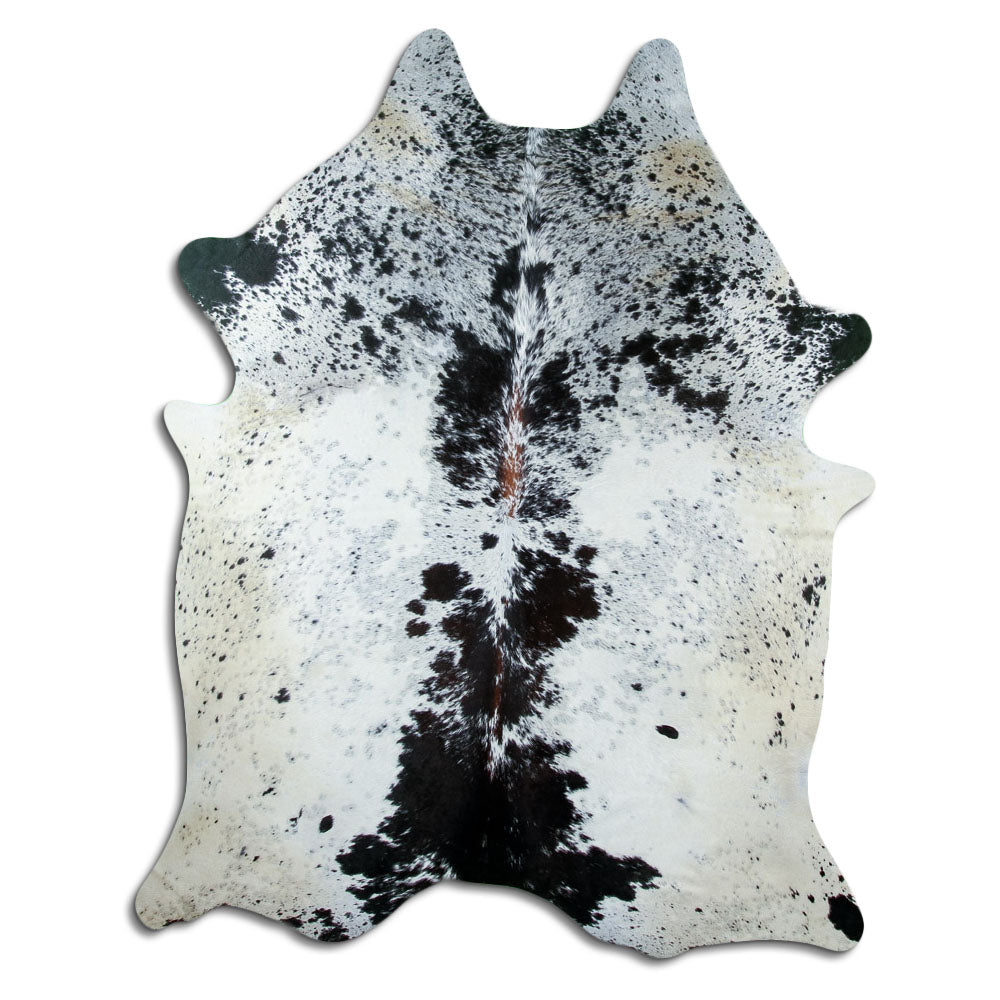 Salt & Pepper Kuhfell, ca. 210 × 170 cm, von oben fotografiert: genau das Fell, das Sie erhalten