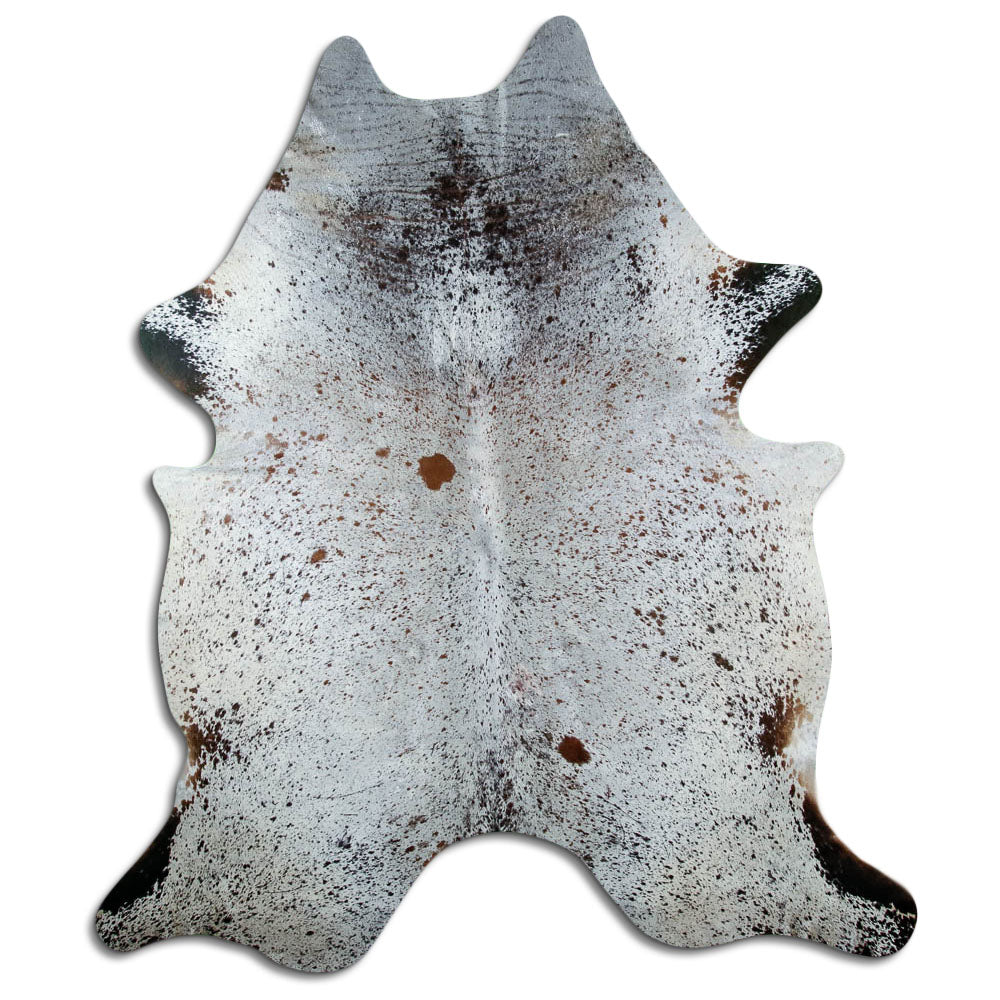 Salt & Pepper Kuhfell, ca. 230 × 200 cm, von oben fotografiert: genau das Fell, das Sie erhalten