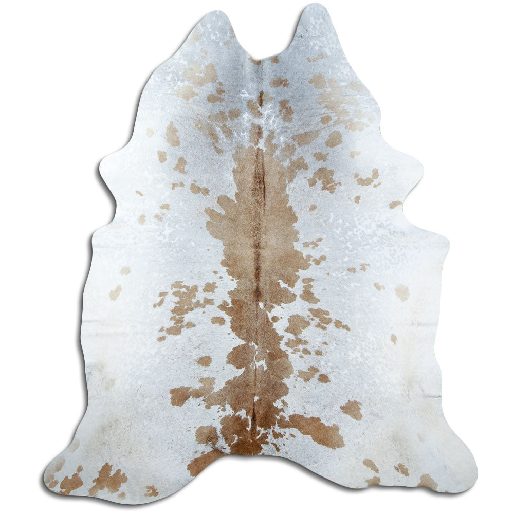 Salt & Pepper Kuhfell, ca. 230 × 200 cm, von oben fotografiert: genau das Fell, das Sie erhalten