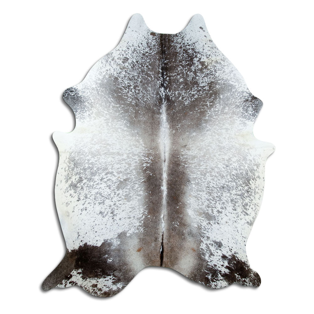 Salt & Pepper Kuhfell, ca. 210 × 160 cm, von oben fotografiert: genau das Fell, das Sie erhalten