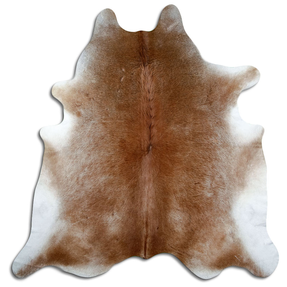 Braunes Kuhfell, ca. 220 × 210 cm, von oben fotografiert: genau das Fell, das Sie erhalten
