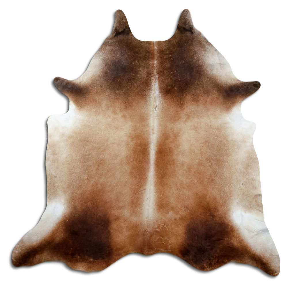 Braunes Kuhfell, ca. 220 × 220 cm, von oben fotografiert: genau das Fell, das Sie erhalten