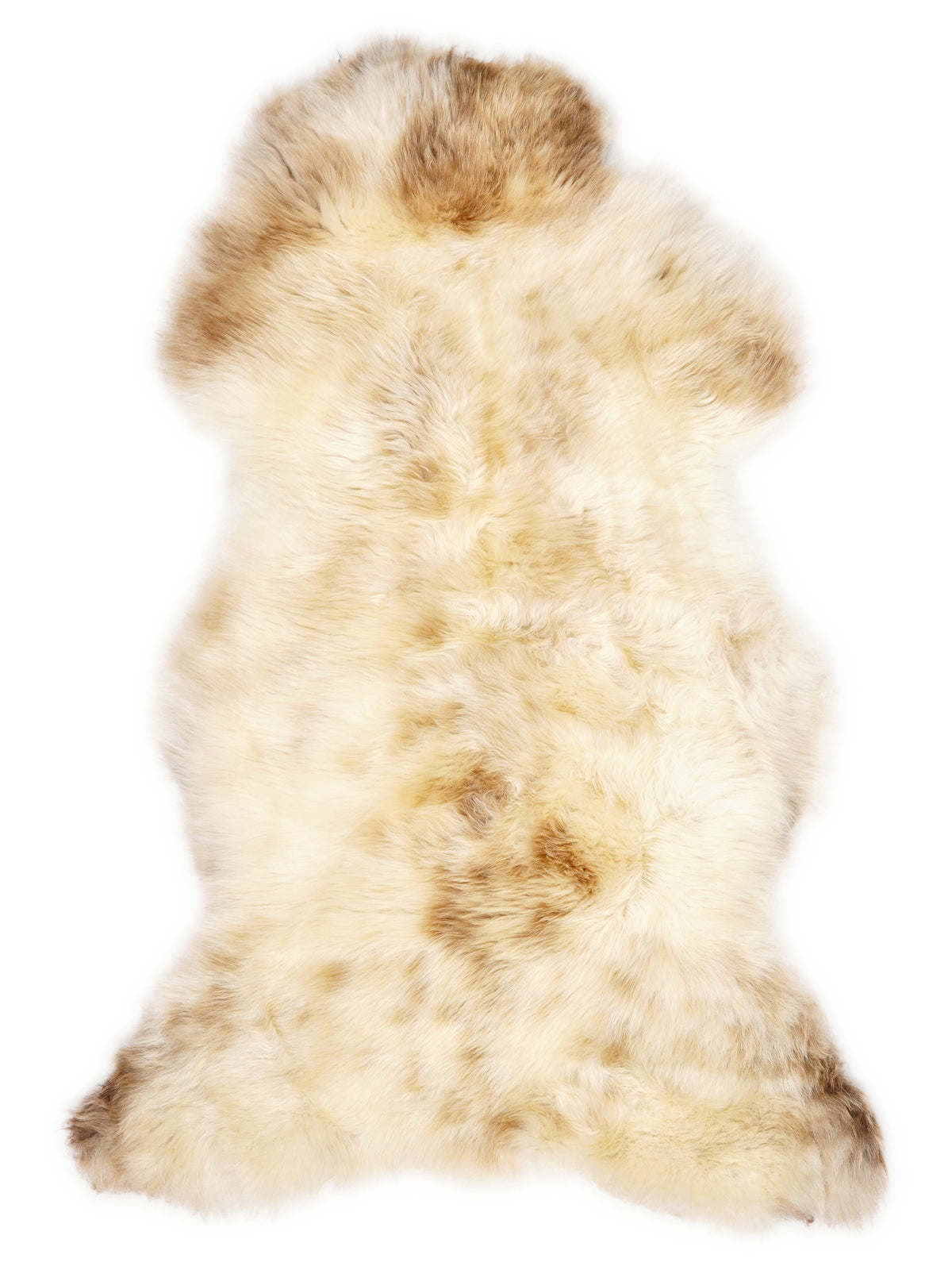 Mehrfarbiges britisches Lammfell, ca. 120 × 60 cm, von oben fotografiert: genau das Fell, das Sie erhalten