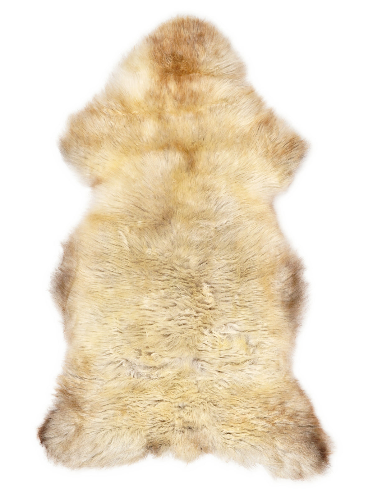 Mehrfarbiges britisches Lammfell, ca. 125 × 65 cm, von oben fotografiert: genau das Fell, das Sie erhalten