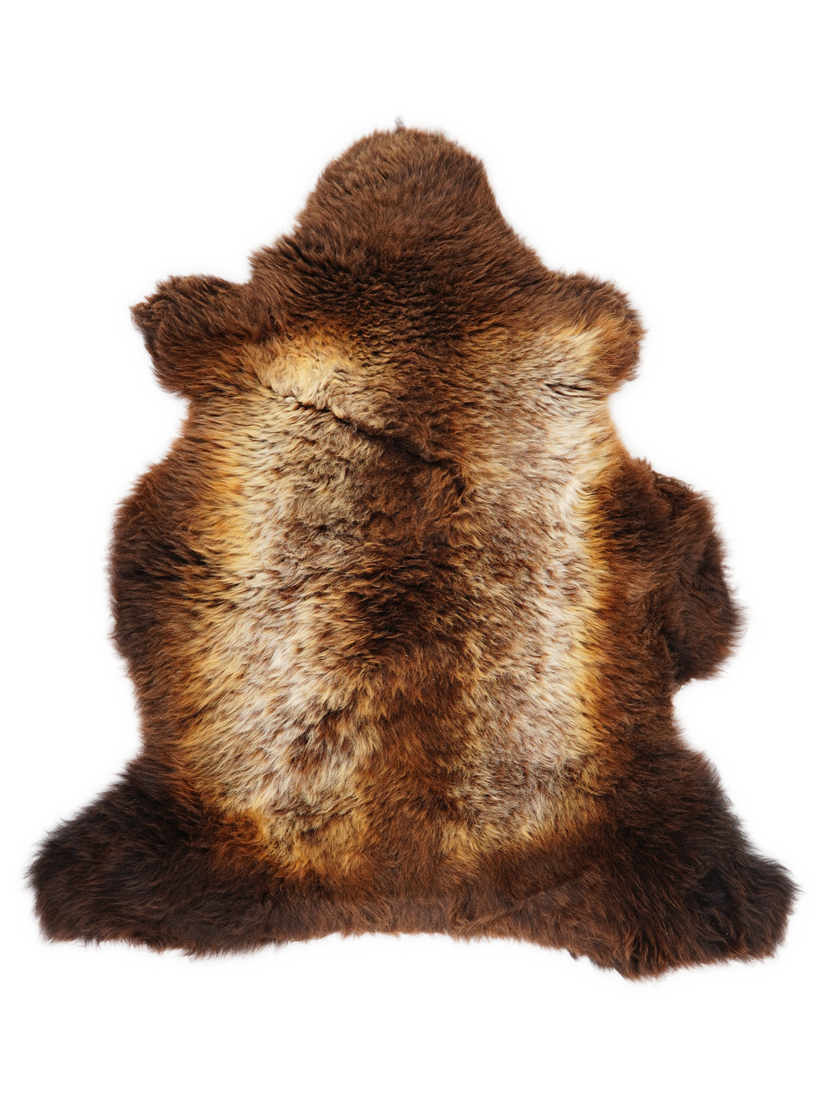 Mehrfarbiges britisches Lammfell, ca. 110 × 70 cm, von oben fotografiert: genau das Fell, das Sie erhalten