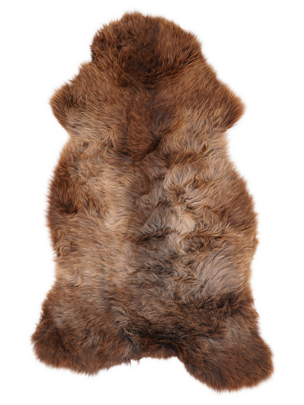 Mehrfarbiges britisches Lammfell, ca. 130 × 65 cm, von oben fotografiert: genau das Fell, das Sie erhalten