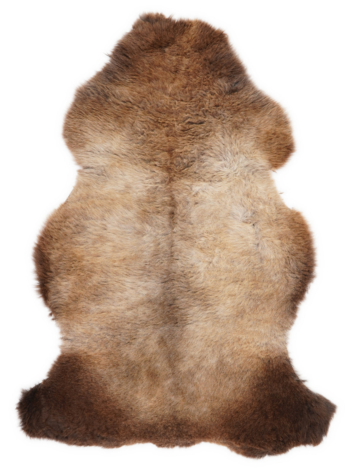 Mehrfarbiges britisches Lammfell, ca. 110 × 65 cm, von oben fotografiert: genau das Fell, das Sie erhalten