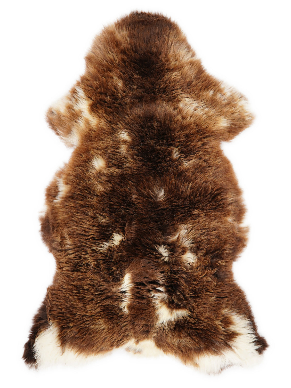 Mehrfarbiges britisches Lammfell, ca. 120 × 60 cm, von oben fotografiert: genau das Fell, das Sie erhalten