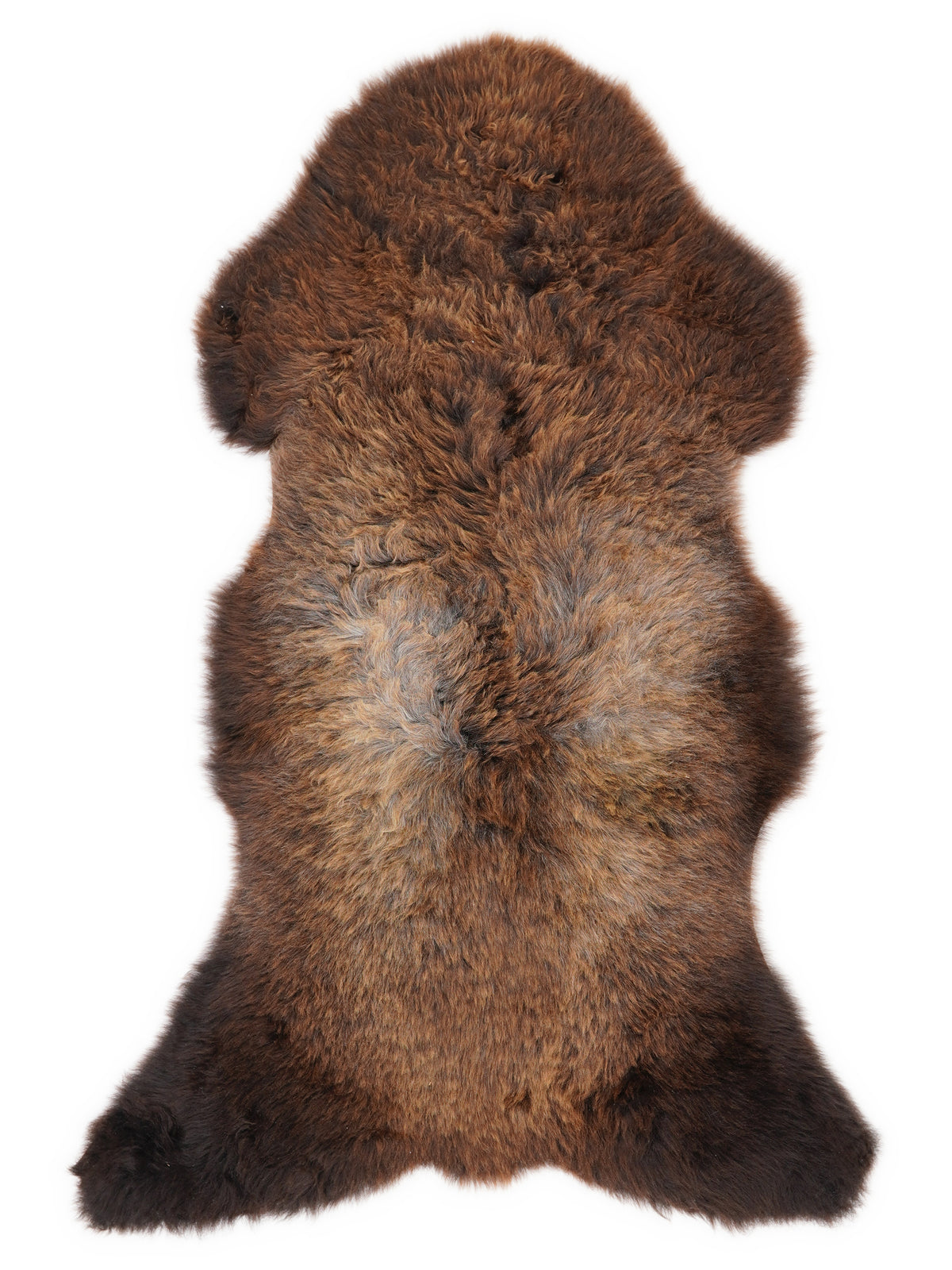Braunes Lammfell, ca. 110 × 55 cm, von oben fotografiert: genau das Fell, das Sie erhalten