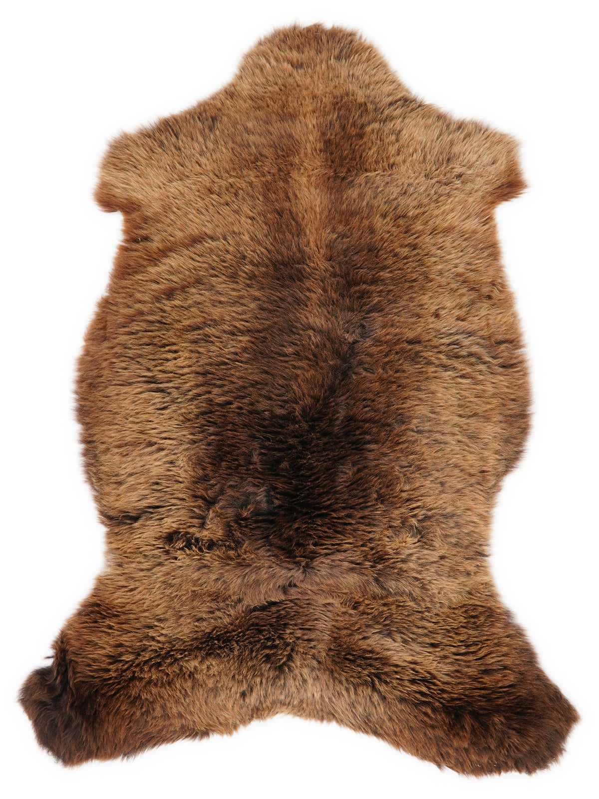 Braunes Lammfell, ca. 105 × 60 cm, von oben fotografiert: genau das Fell, das Sie erhalten