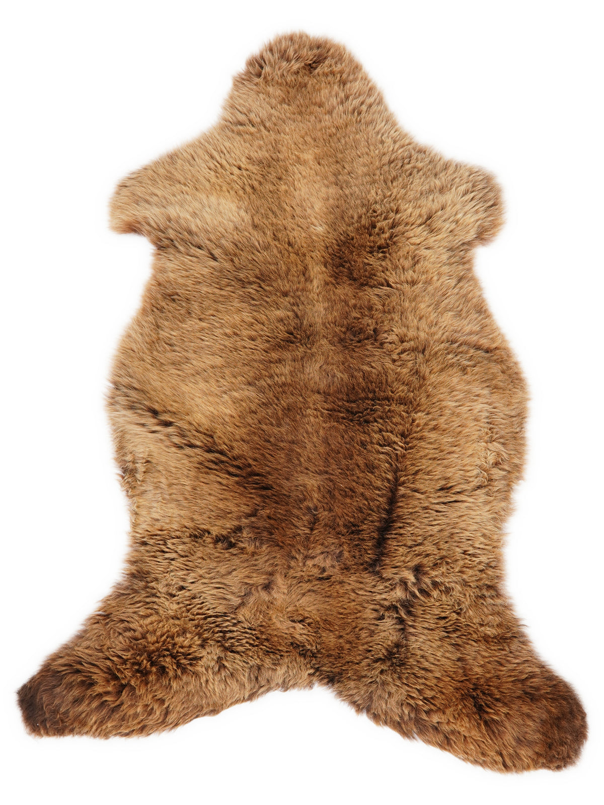 Braunes Lammfell, ca. 115 × 60 cm, von oben fotografiert: genau das Fell, das Sie erhalten