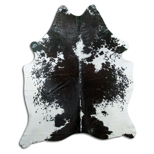 Schwarz-weisses Kuhfell, ca. 200 × 160 cm, von oben fotografiert: genau das Fell, das Sie erhalten