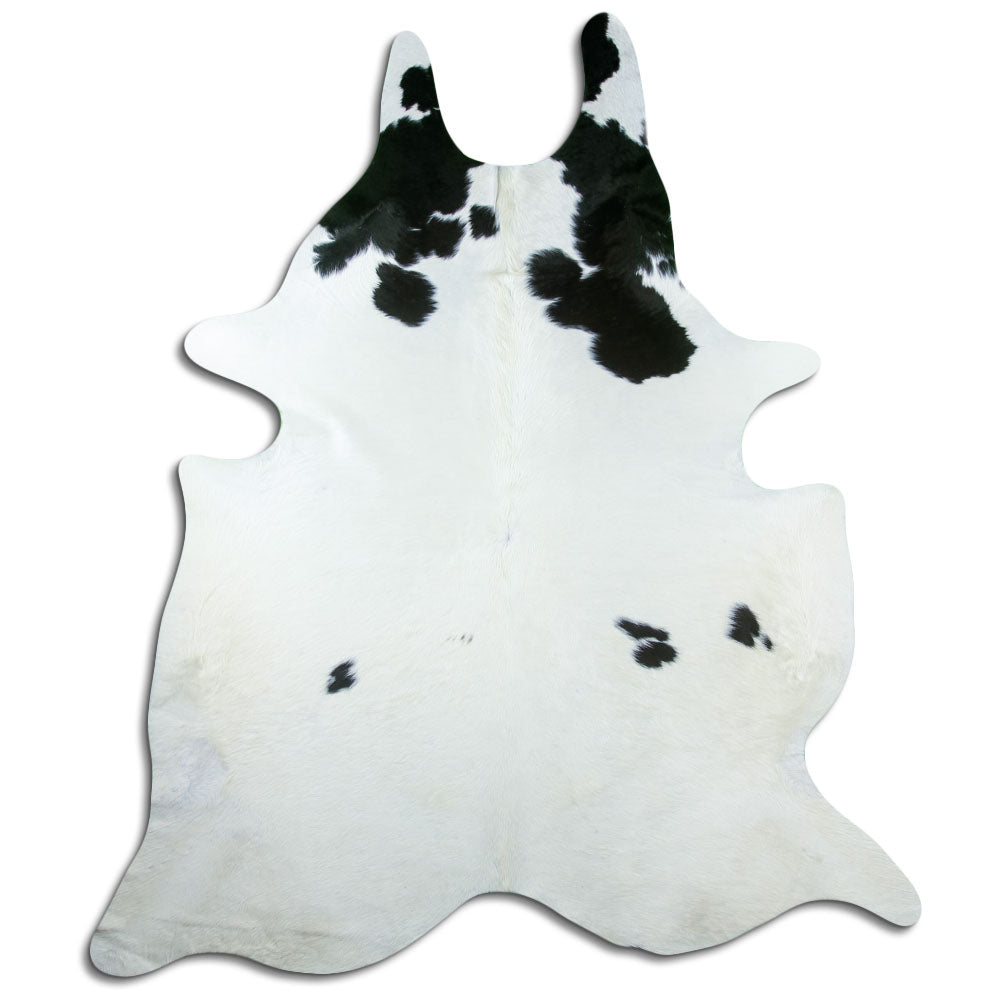 Schwarz-weisses Kuhfell, ca. 240 × 210 cm, von oben fotografiert: genau das Fell, das Sie erhalten