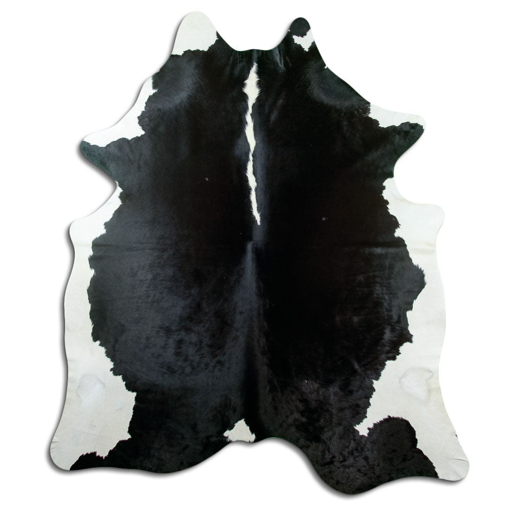 Schwarz-weisses Kuhfell, ca. 220 × 200 cm, von oben fotografiert: genau das Fell, das Sie erhalten