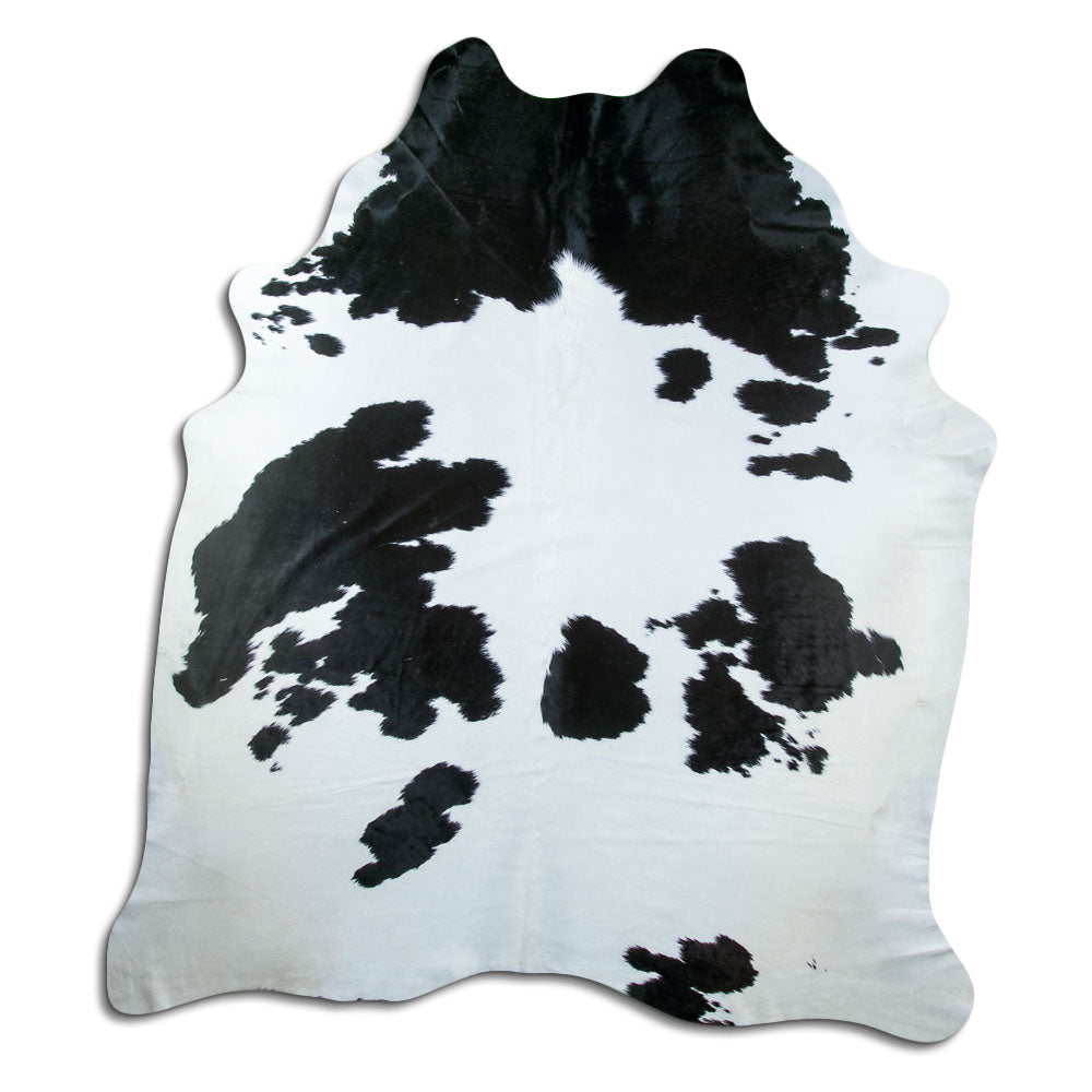 Schwarz-weisses Kuhfell, ca. 240 × 210 cm, von oben fotografiert: genau das Fell, das Sie erhalten