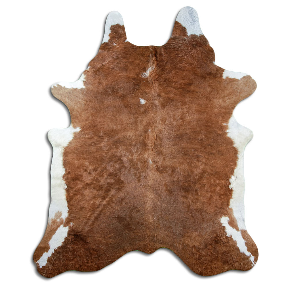 Braun-weisses Kuhfell, ca. 230 × 190 cm, von oben fotografiert: genau das Fell, das Sie erhalten