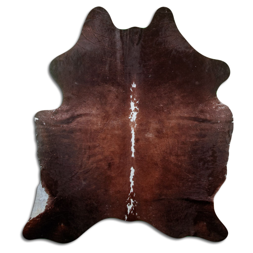 Braun-weisses Kuhfell, ca. 200 × 170 cm, von oben fotografiert: genau das Fell, das Sie erhalten