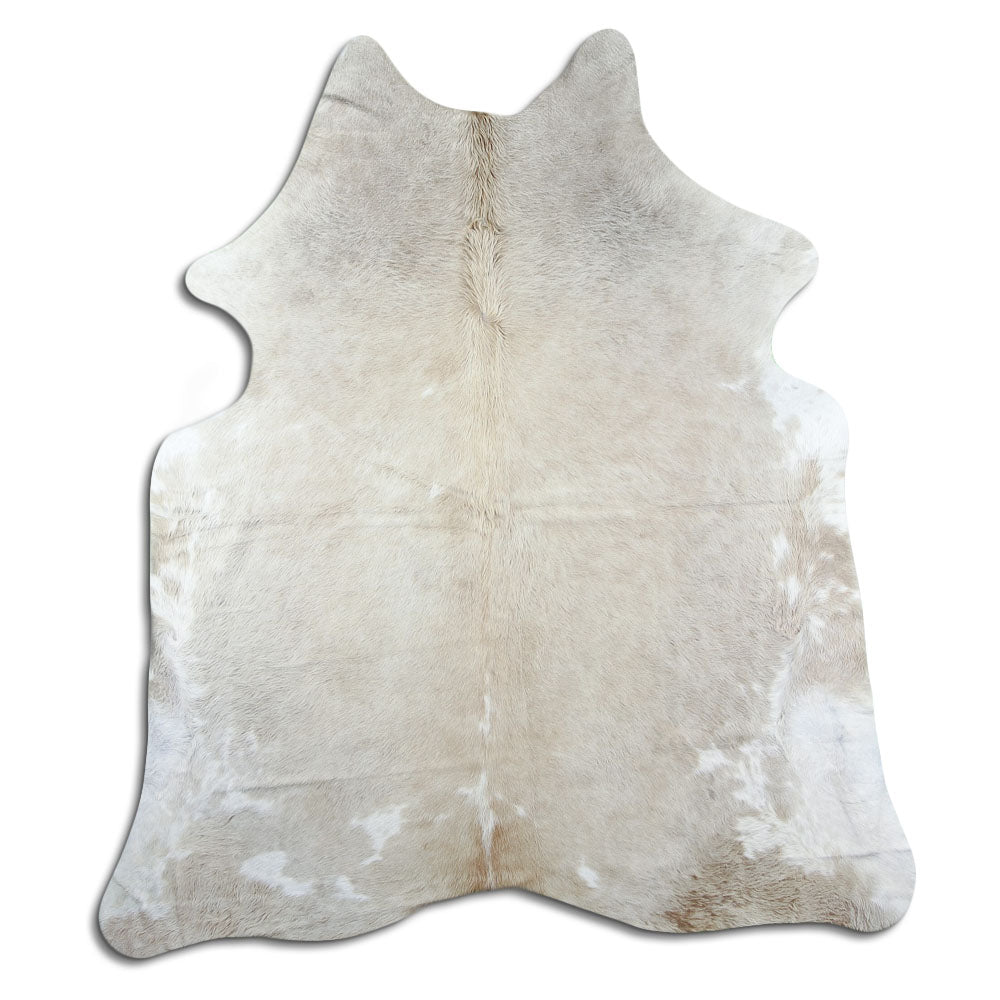 Champagnerfarbenes Kuhfell, ca. 200 × 170 cm, von oben fotografiert: genau das Fell, das Sie erhalten