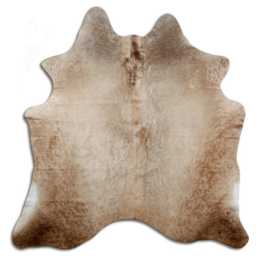Champagnerfarbenes Kuhfell, ca. 170 × 170 cm, von oben fotografiert: genau das Fell, das Sie erhalten
