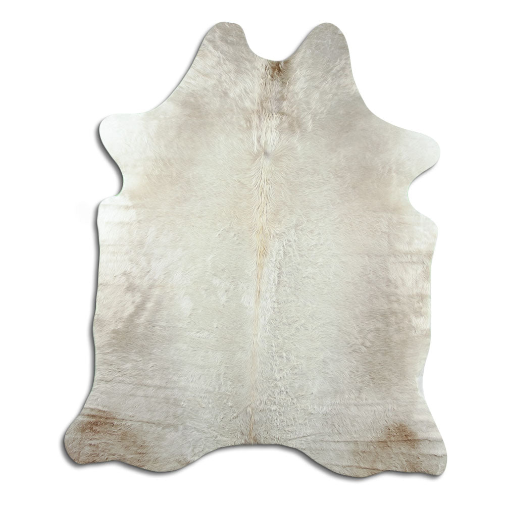 Champagnerfarbenes Kuhfell, ca. 200 × 170 cm, von oben fotografiert: genau das Fell, das Sie erhalten