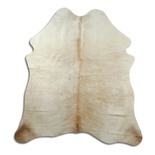 Champagnerfarbenes Kuhfell, ca. 170 × 160 cm, von oben fotografiert: genau das Fell, das Sie erhalten