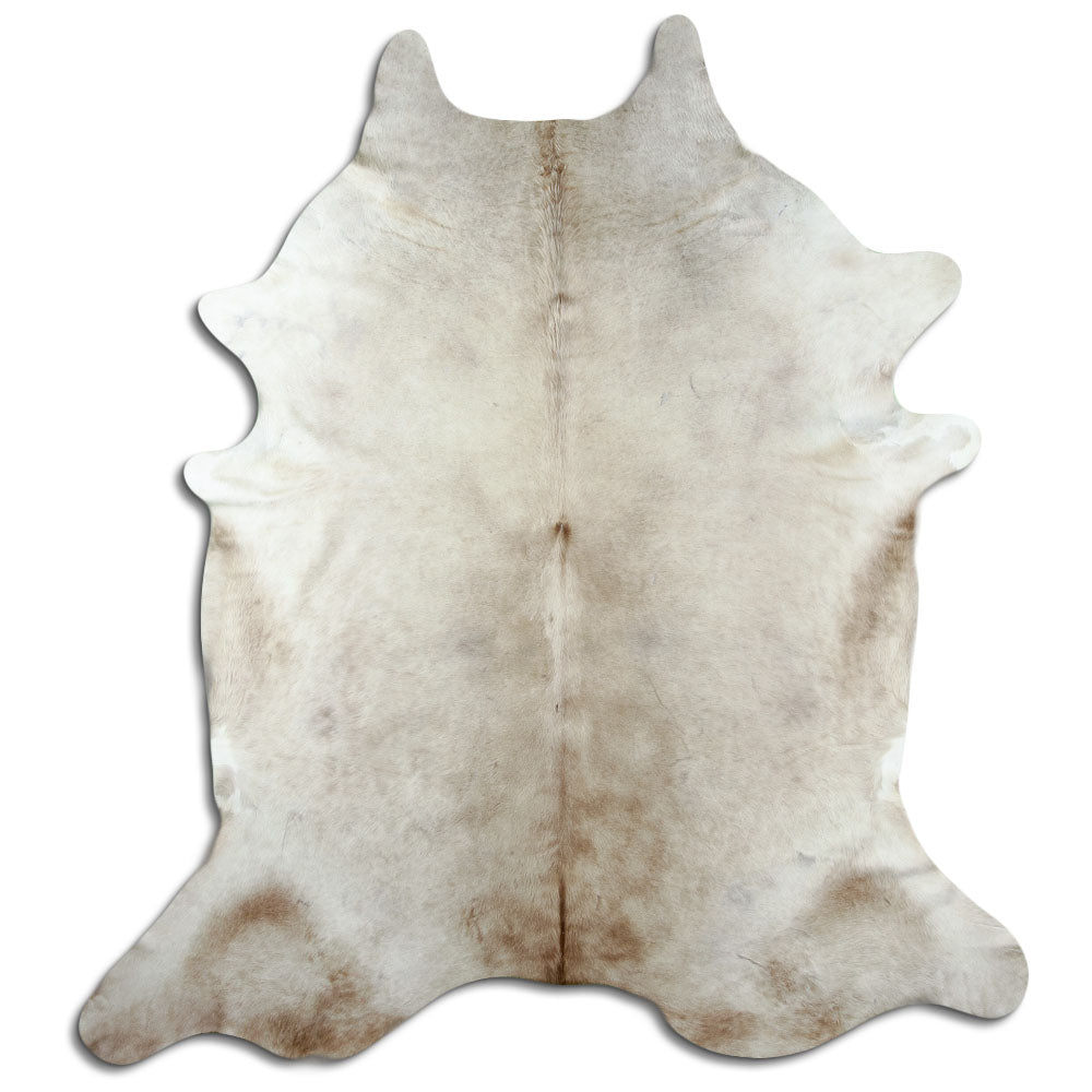 Champagnerfarbenes Kuhfell, ca. 230 × 210 cm, von oben fotografiert: genau das Fell, das Sie erhalten