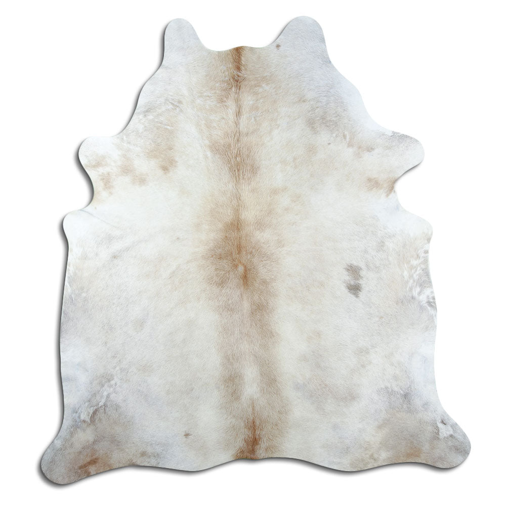 Champagnerfarbenes Kuhfell, ca. 220 × 200 cm, von oben fotografiert: genau das Fell, das Sie erhalten