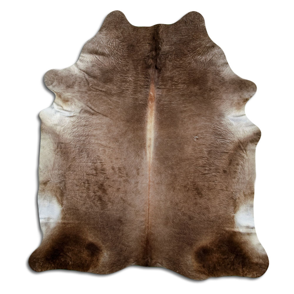 Champagnerfarbenes Kuhfell, ca. 220 × 200 cm, von oben fotografiert: genau das Fell, das Sie erhalten