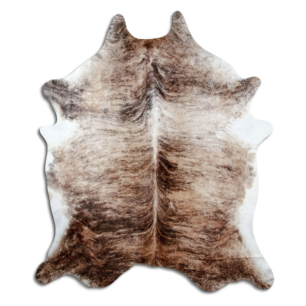 Exotisch gestromtes Kuhfell, ca. 230 × 200 cm, von oben fotografiert: genau das Fell, das Sie erhalten
