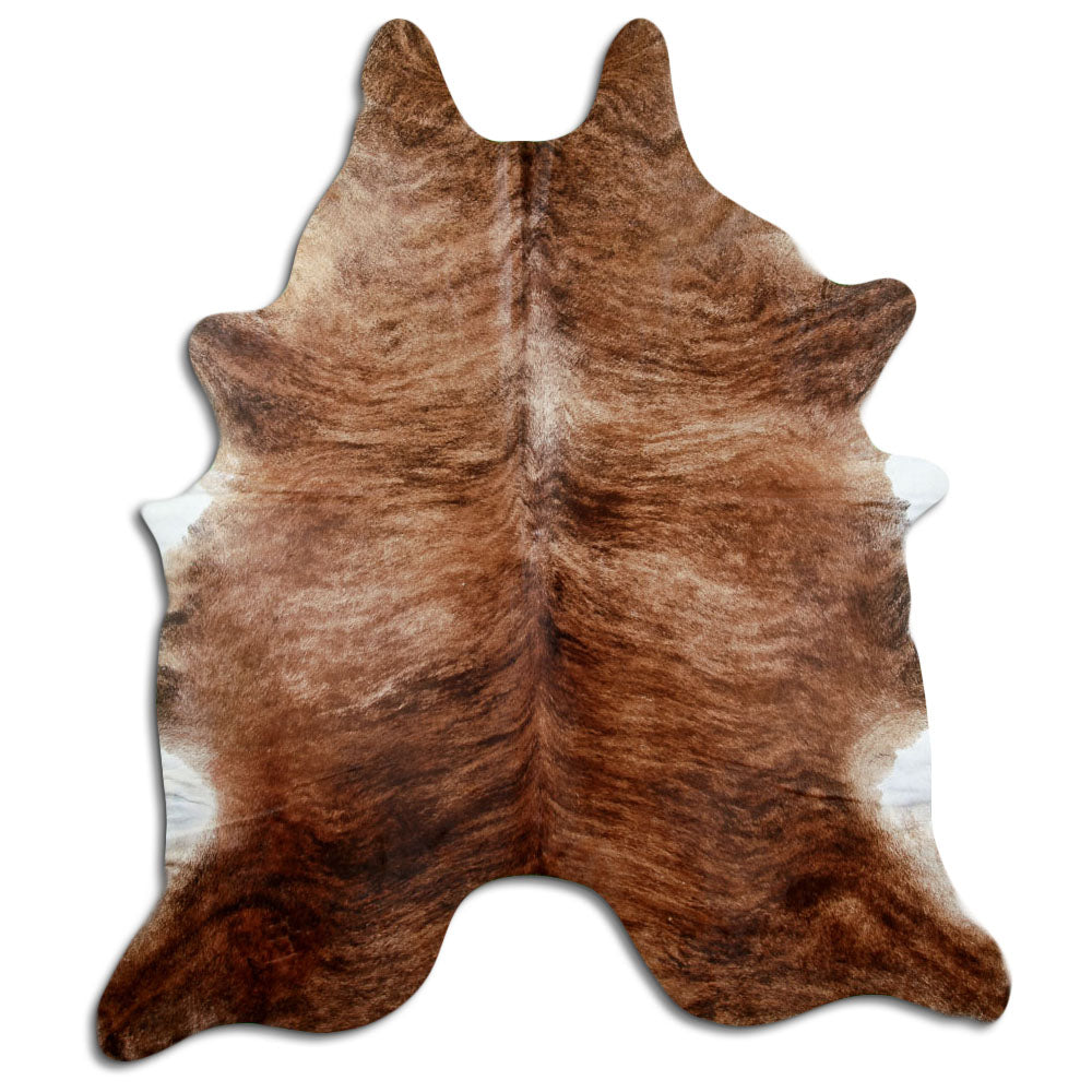 Exotisch gestromtes Kuhfell, ca. 240 × 210 cm, von oben fotografiert: genau das Fell, das Sie erhalten