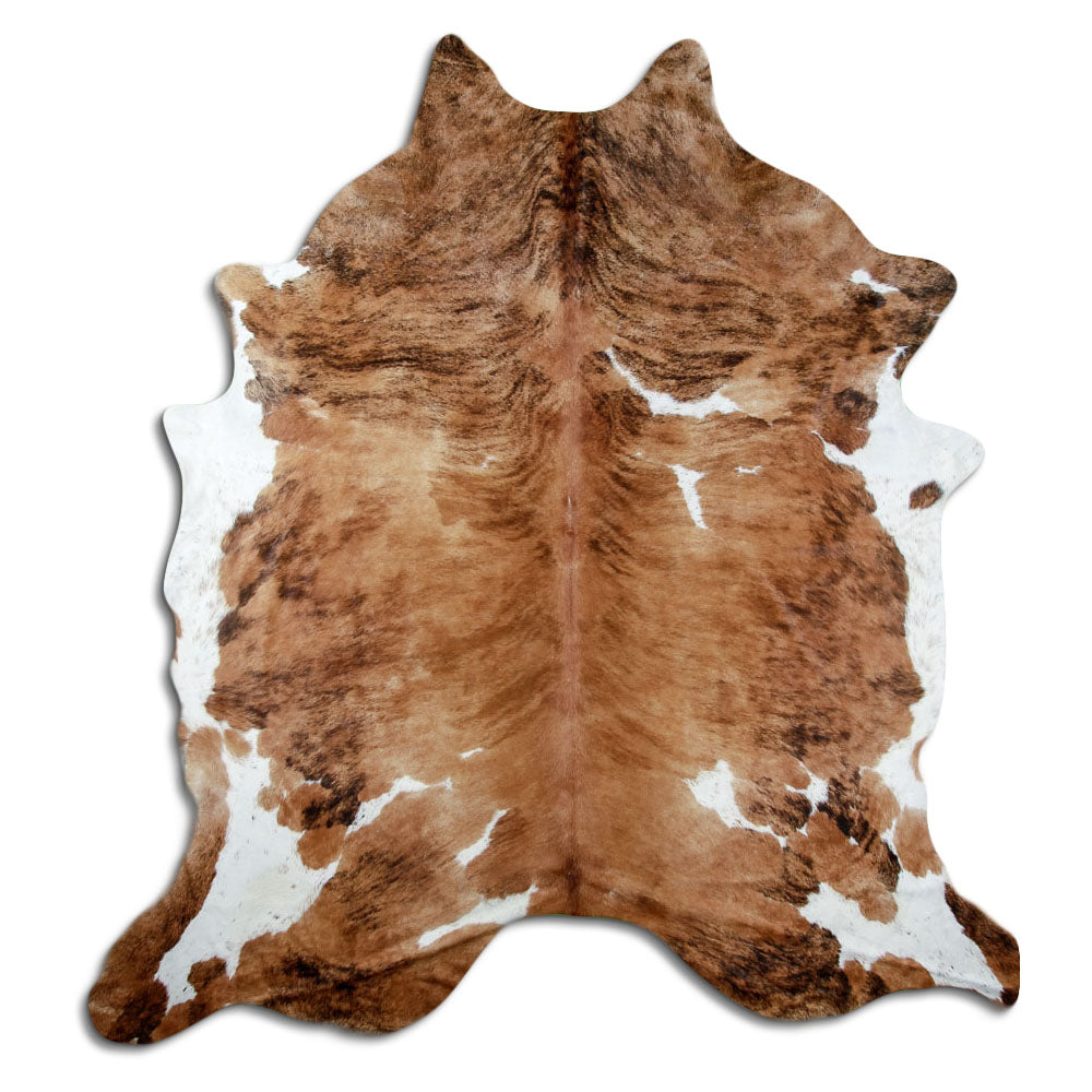 Exotisch gestromtes Kuhfell, ca. 240 × 220 cm, von oben fotografiert: genau das Fell, das Sie erhalten