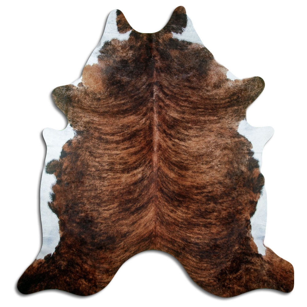 Exotisch gestromtes Kuhfell, ca. 230 × 220 cm, von oben fotografiert: genau das Fell, das Sie erhalten