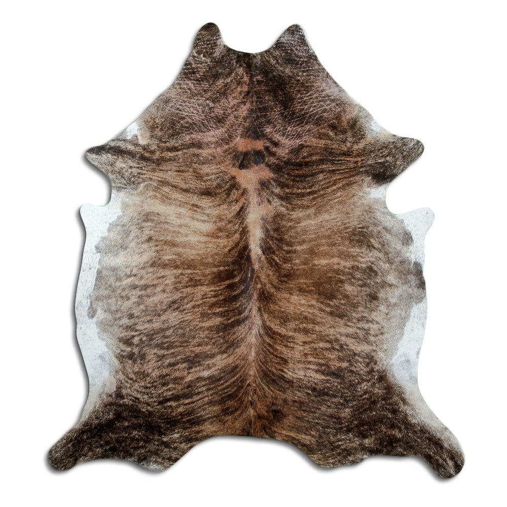 Exotisch gestromtes Kuhfell, ca. 220 × 200 cm, von oben fotografiert: genau das Fell, das Sie erhalten