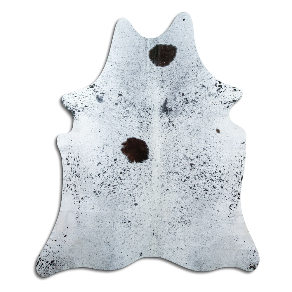 Salt & Pepper Kuhfell, ca. 190 × 160 cm, von oben fotografiert: genau das Fell, das Sie erhalten