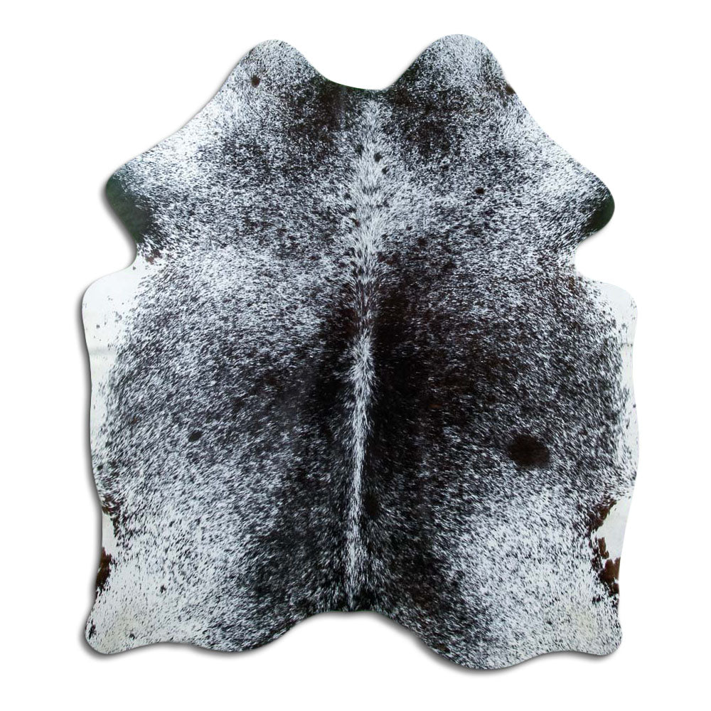Salt & Pepper Kuhfell, ca. 170 × 140 cm, von oben fotografiert: genau das Fell, das Sie erhalten