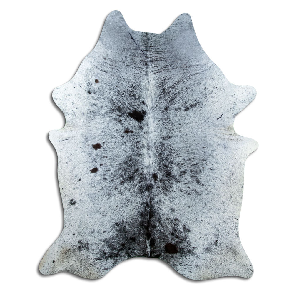 Salt & Pepper Kuhfell, ca. 210 × 170 cm, von oben fotografiert: genau das Fell, das Sie erhalten