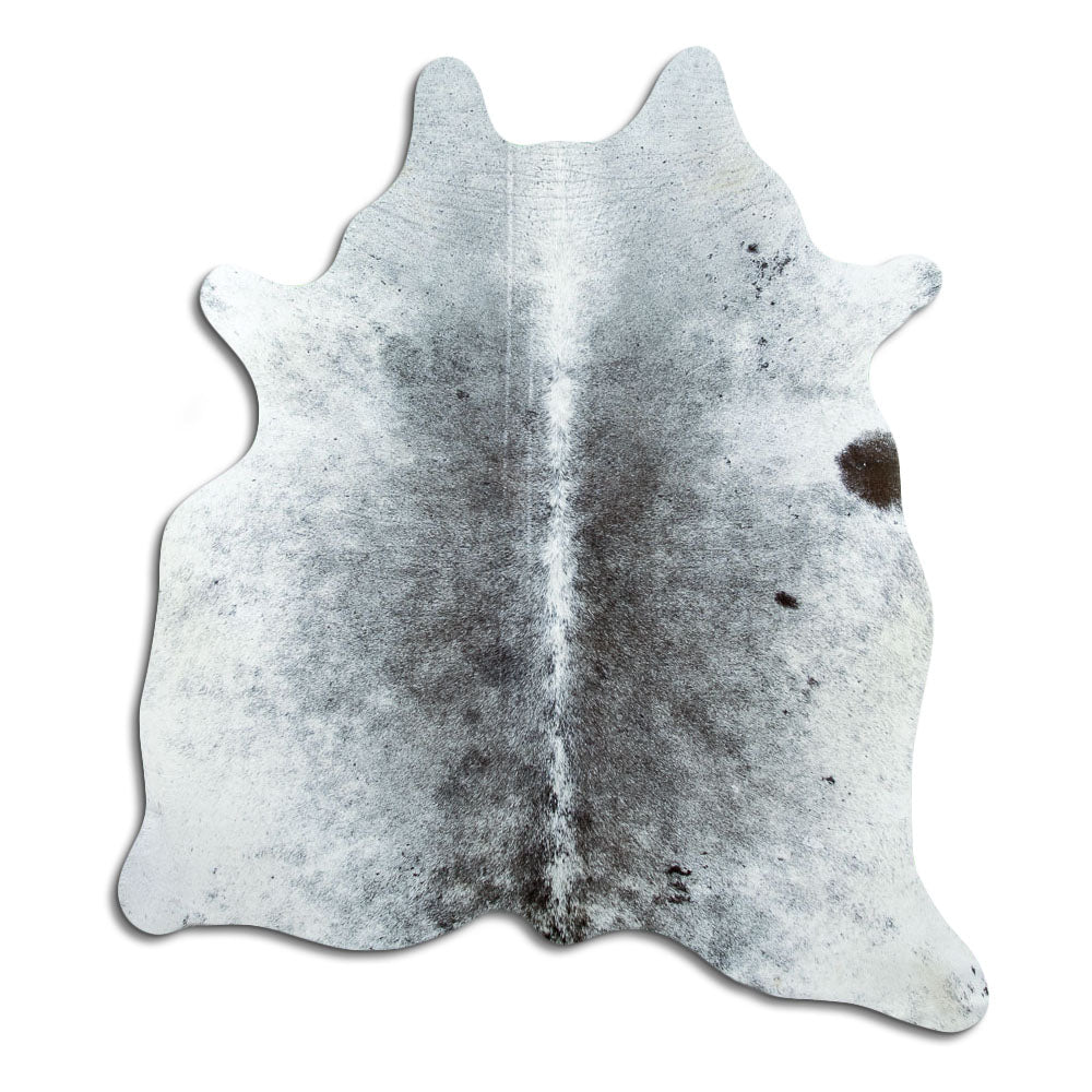 Salt & Pepper Kuhfell, ca. 180 × 160 cm, von oben fotografiert: genau das Fell, das Sie erhalten