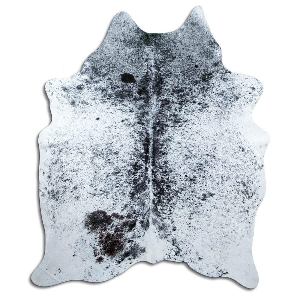 Salt & Pepper Kuhfell, ca. 190 × 160 cm, von oben fotografiert: genau das Fell, das Sie erhalten