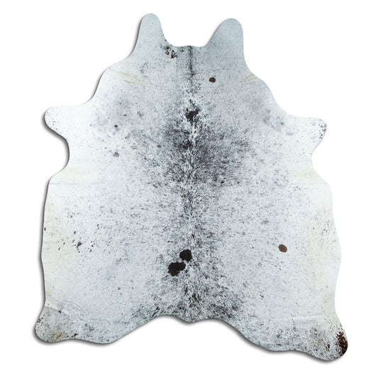 Salt & Pepper Kuhfell, ca. 190 × 180 cm, von oben fotografiert: genau das Fell, das Sie erhalten
