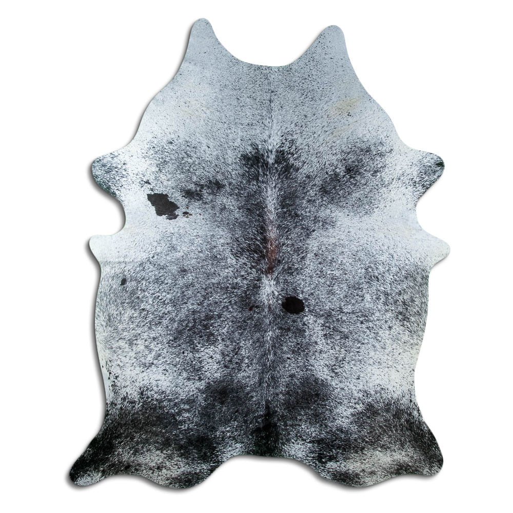 Salt & Pepper Kuhfell, ca. 220 × 170 cm, von oben fotografiert: genau das Fell, das Sie erhalten