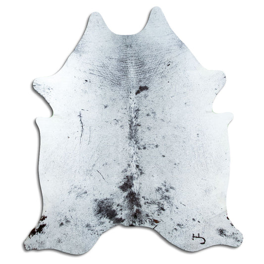 Salt & Pepper Kuhfell, ca. 230 × 200 cm, von oben fotografiert: genau das Fell, das Sie erhalten