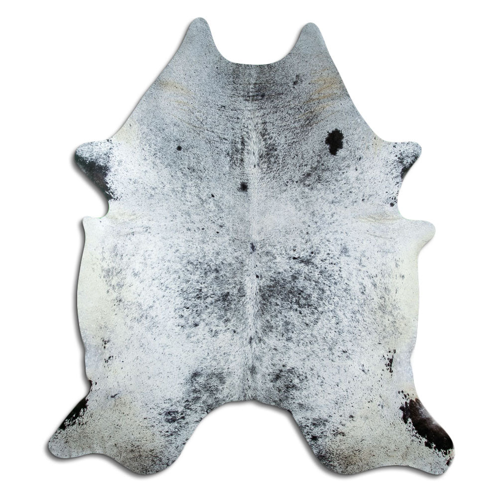 Salt & Pepper Kuhfell, ca. 230 × 200 cm, von oben fotografiert: genau das Fell, das Sie erhalten