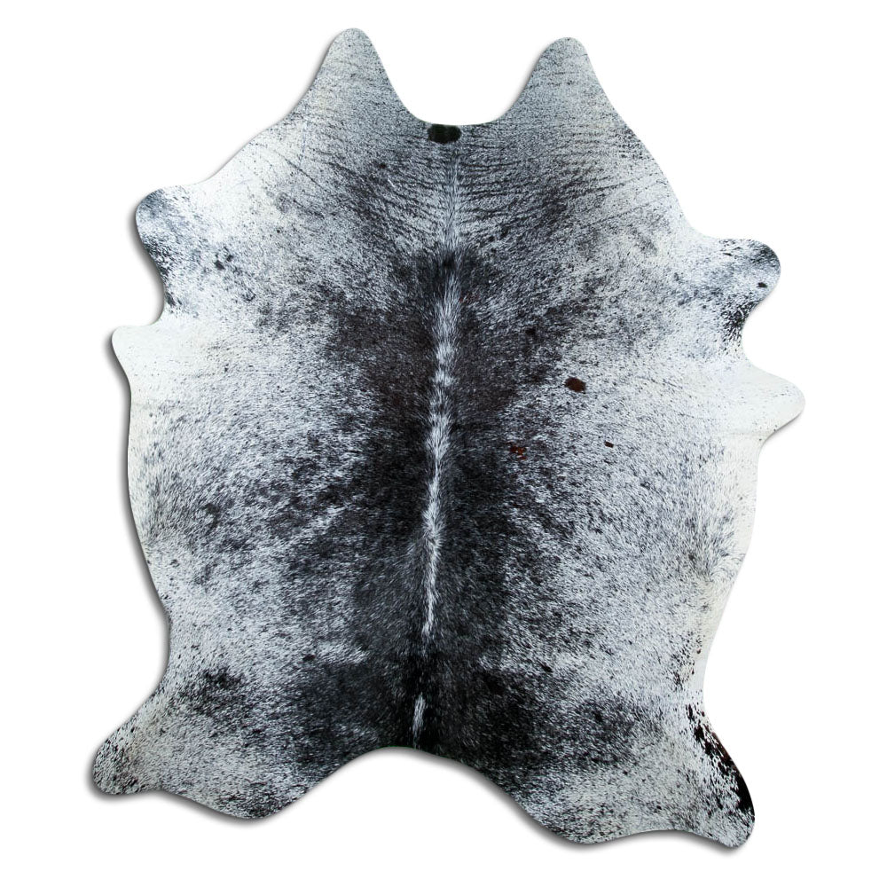 Salt & Pepper Kuhfell, ca. 200 × 160 cm, von oben fotografiert: genau das Fell, das Sie erhalten