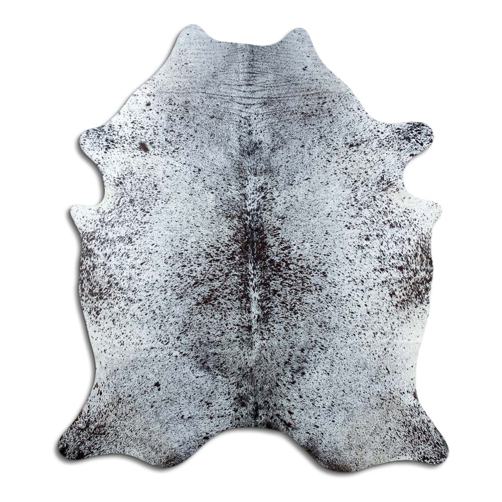 Salt & Pepper Kuhfell, ca. 200 × 170 cm, von oben fotografiert: genau das Fell, das Sie erhalten