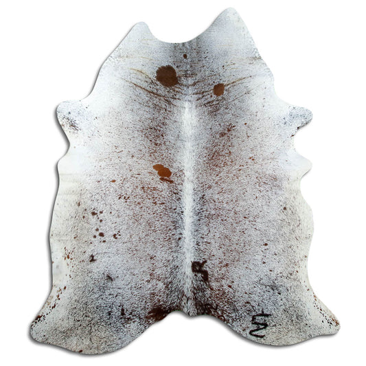 Salt & Pepper Kuhfell, ca. 190 × 180 cm, von oben fotografiert: genau das Fell, das Sie erhalten